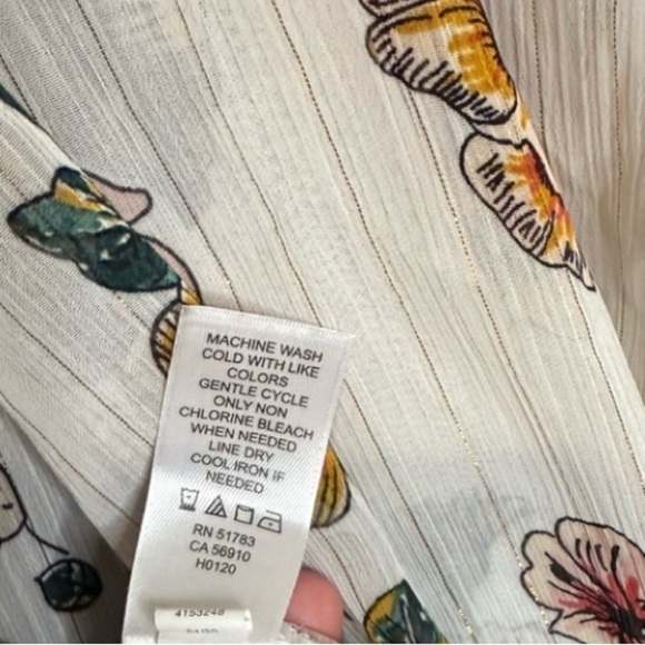 Maurice’s Floral Kimono Cardigan white semi sheer floral print Size 0/1 - Picture 9 of 10